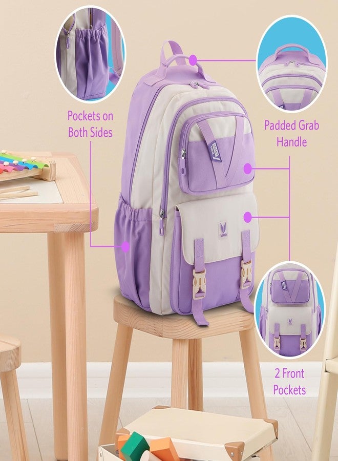 VAYA PRODYGY School Bags for Boys/Girls, 26L Large Capacity Waterproof Backpack for Class 6 to 10, Stylish and Spacious, Ideal for High School Students and Daily Use, Color - Purple - Image 4